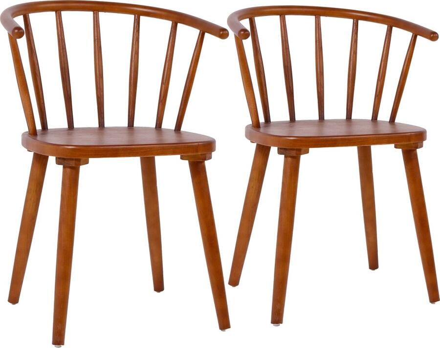 Oviala Set van 2 bruine iepenhouten stoelen Alban