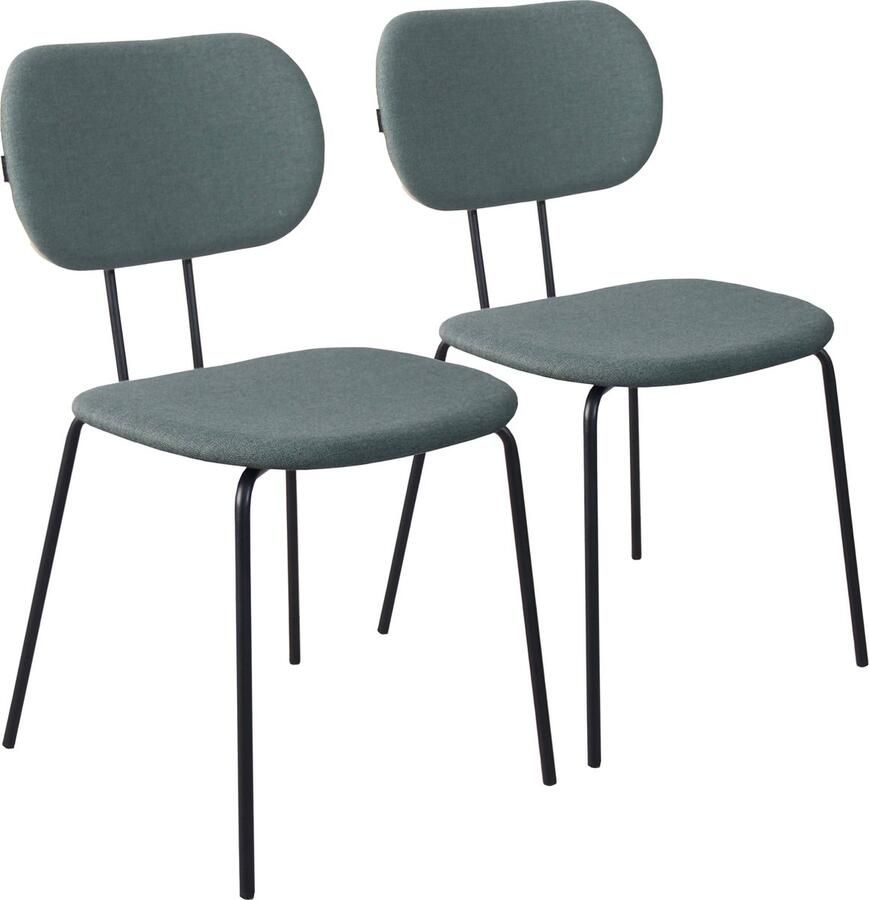 Oviala Set van 2 designstoelen in staal en donkergroen hout Tina