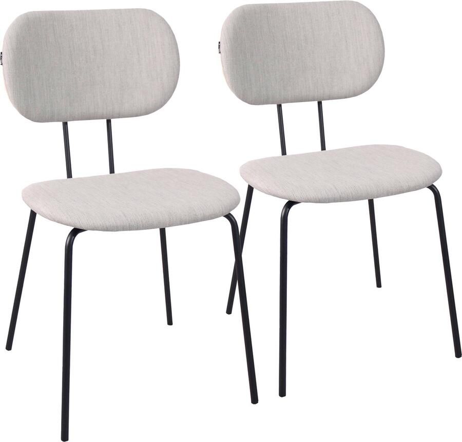 Oviala Set van 2 designstoelen in staal en grijs hout Tina