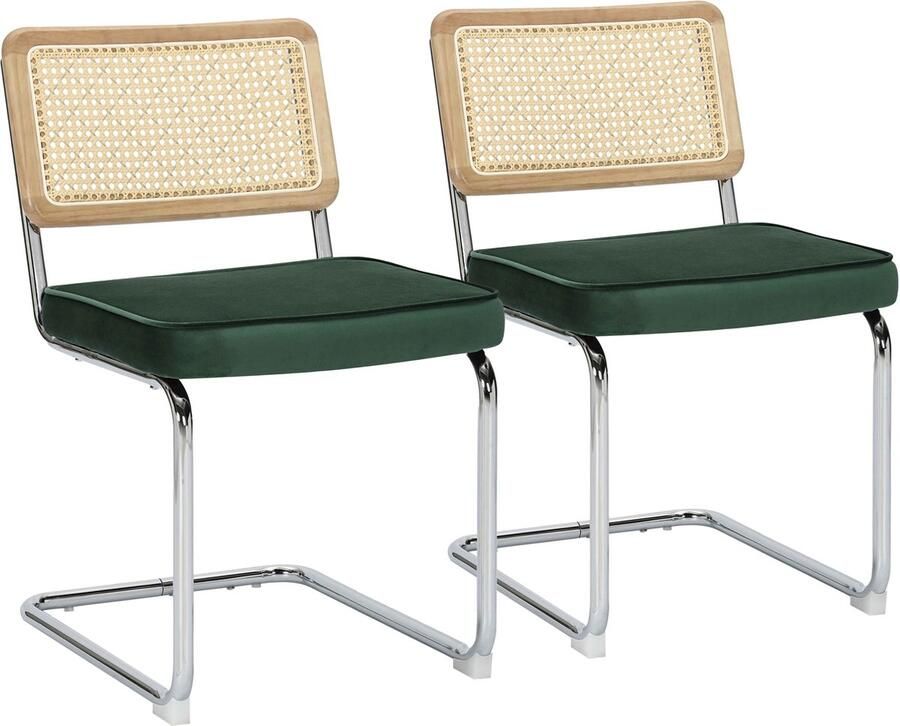 Oviala Set van 2 stoelen van staal en roze fluweel Betty