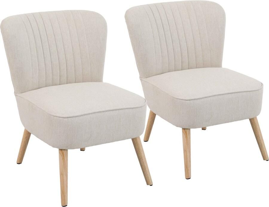 Oviala Set van 2 fauteuils in paddenstijl in beige stof