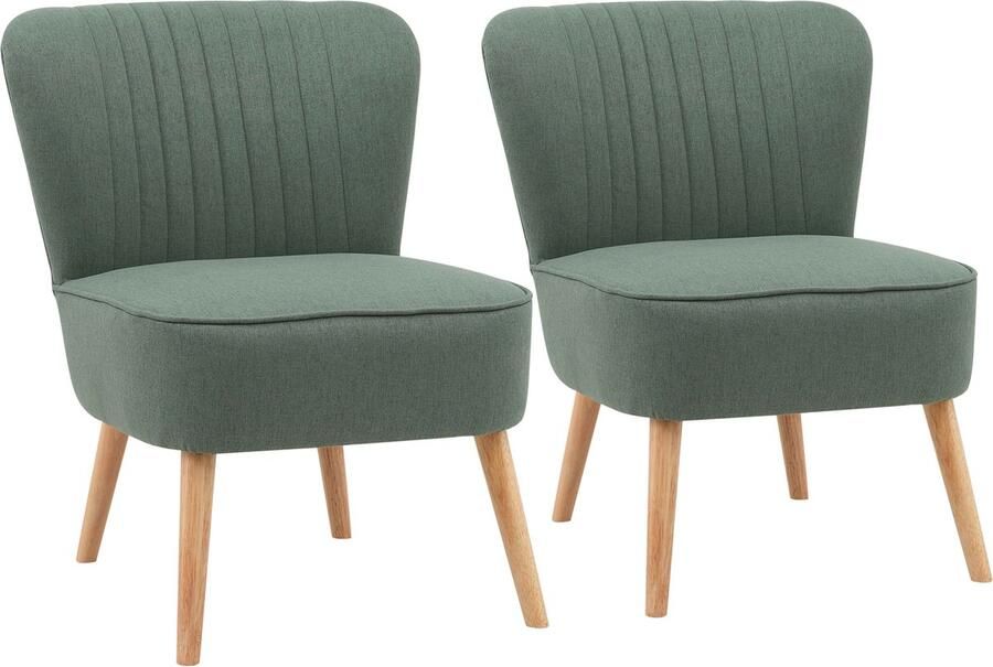 Oviala Set van 2 fauteuils in paddenstijl in groene stof