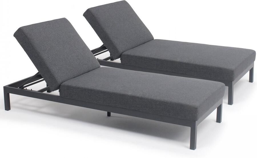 Oviala Set van 2 grijze ligstoelen Galapagos