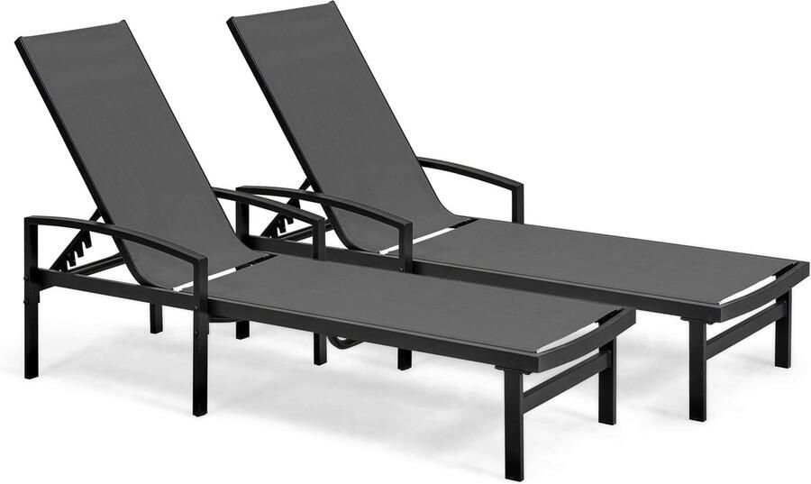 Oviala Set van 2 grijze ligstoelen Oléron