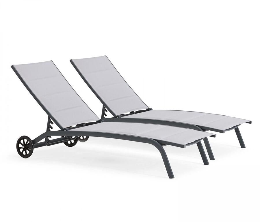 Oviala Set van 2 grijze ligstoelen Santa Monica