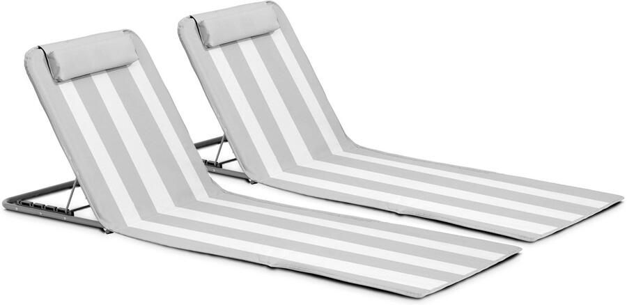 Oviala Set van 2 grijze textilène strandstoelen Clic Clac des Plages