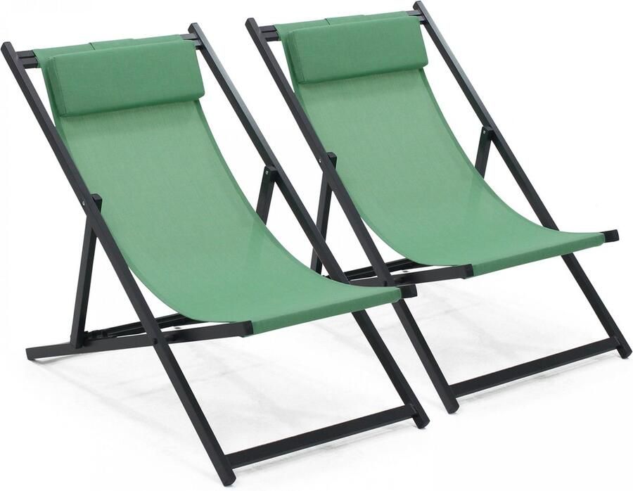 Oviala Set van 2 groene ligstoelen