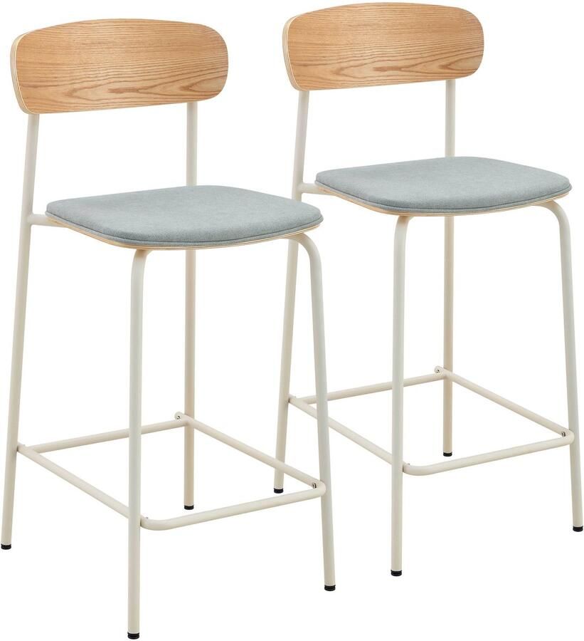 Oviala Set van 2 hoge stoelen in lichtblauw hout Lexy