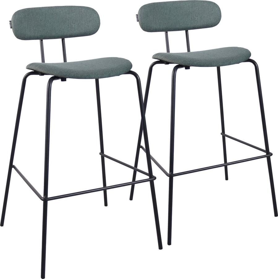 Oviala Set van 2 hoge stoelen in staal en donkergroen hout Tina