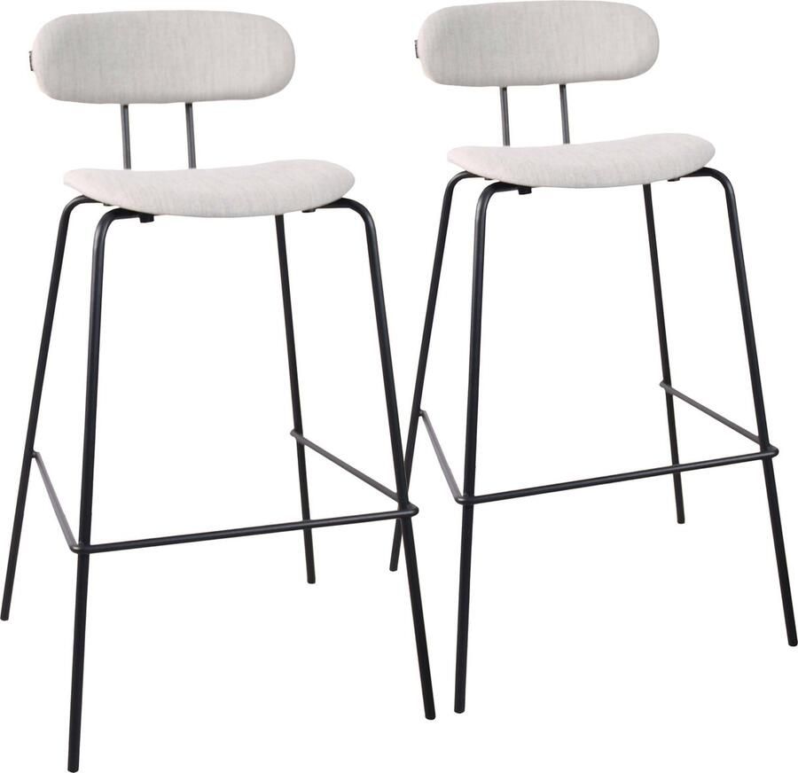 Oviala Set van 2 hoge stoelen in staal en grijs hout Tina