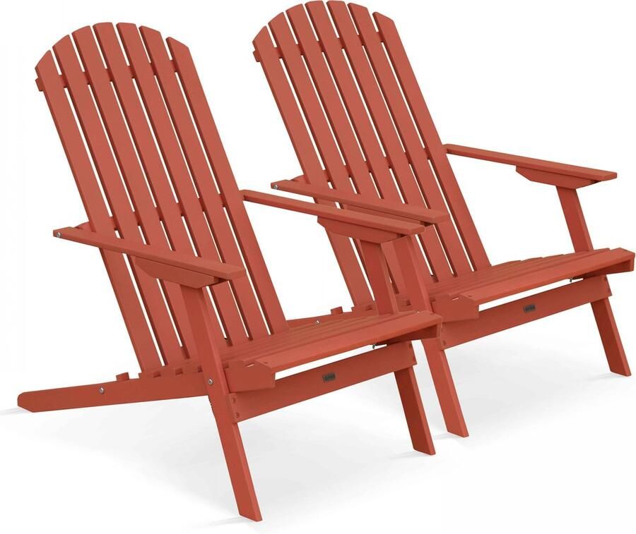 Oviala Set van 2 inklapbare terracotta houten fauteuils Calgary