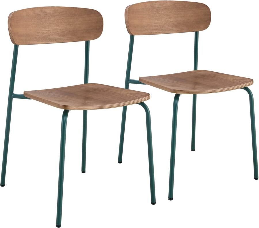 Oviala Set van 2 kaki groene houten stoelen Lila