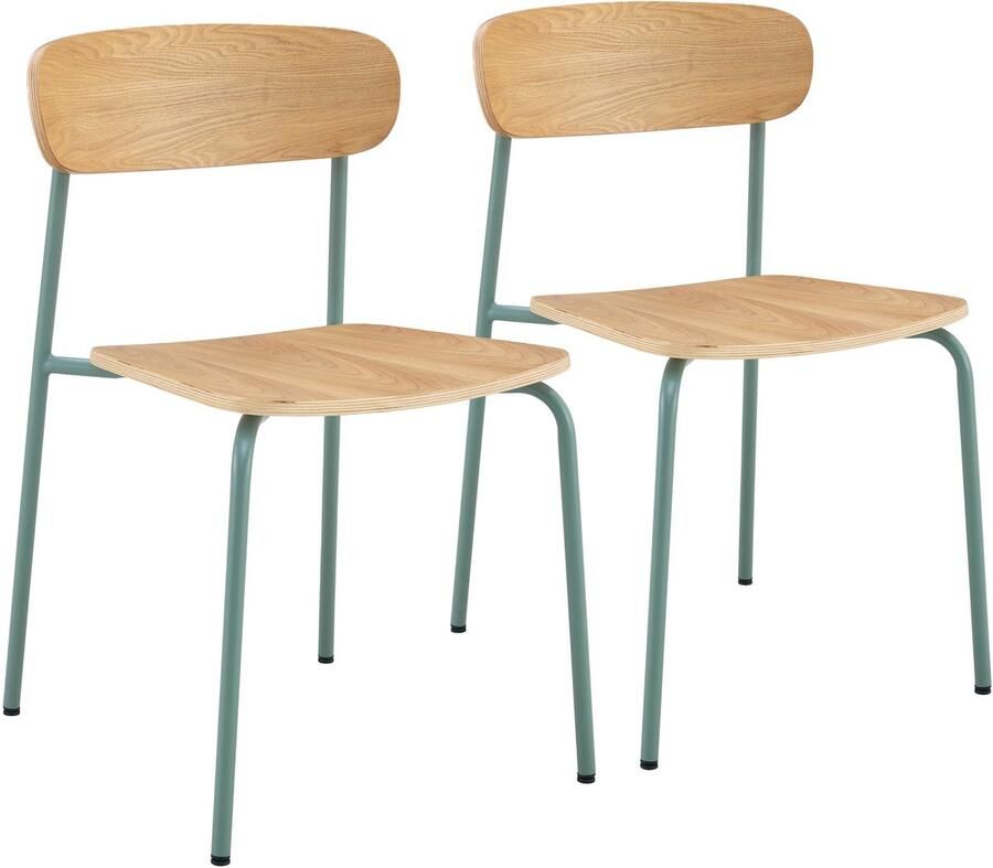 Oviala Set van 2 lichtblauwe houten stoelen Lila