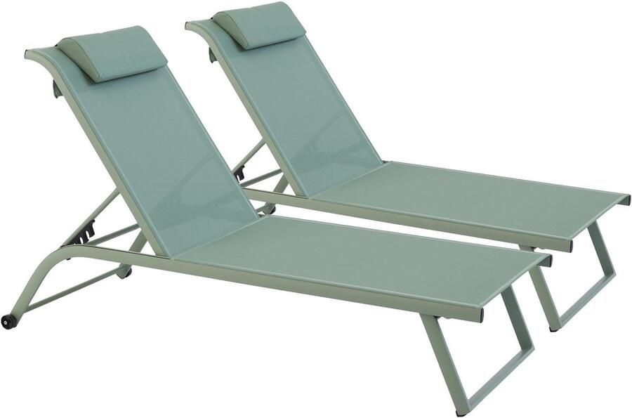 Oviala Set van 2 ligbedden met wielen cactusgroen Olmeta