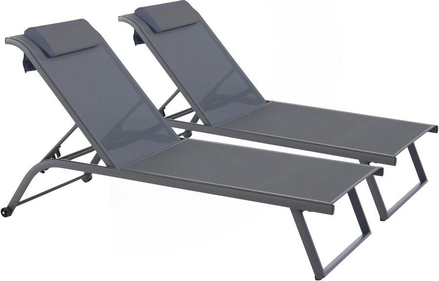 Oviala Set van 2 ligbedden met wielen grijs Olmeta