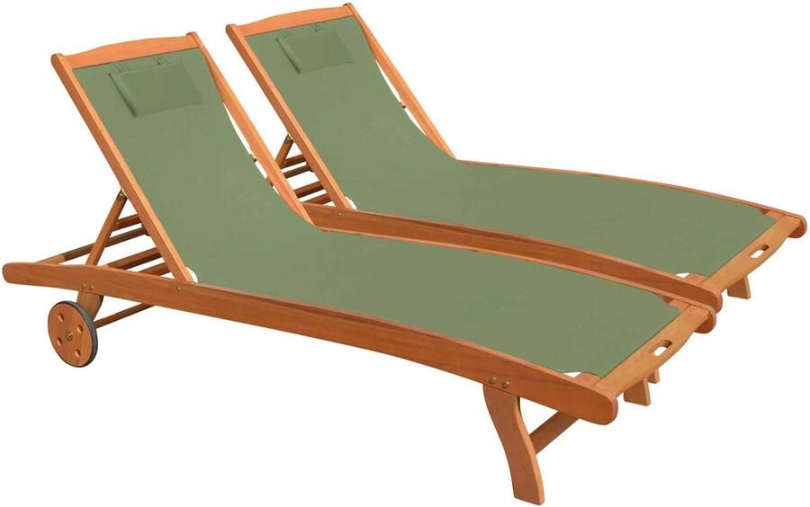 Oviala Set van 2 ligstoelen in groente eucalyptus Aubagne