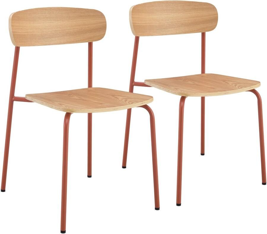 Oviala Set van 2 oranje houten stoelen Lila