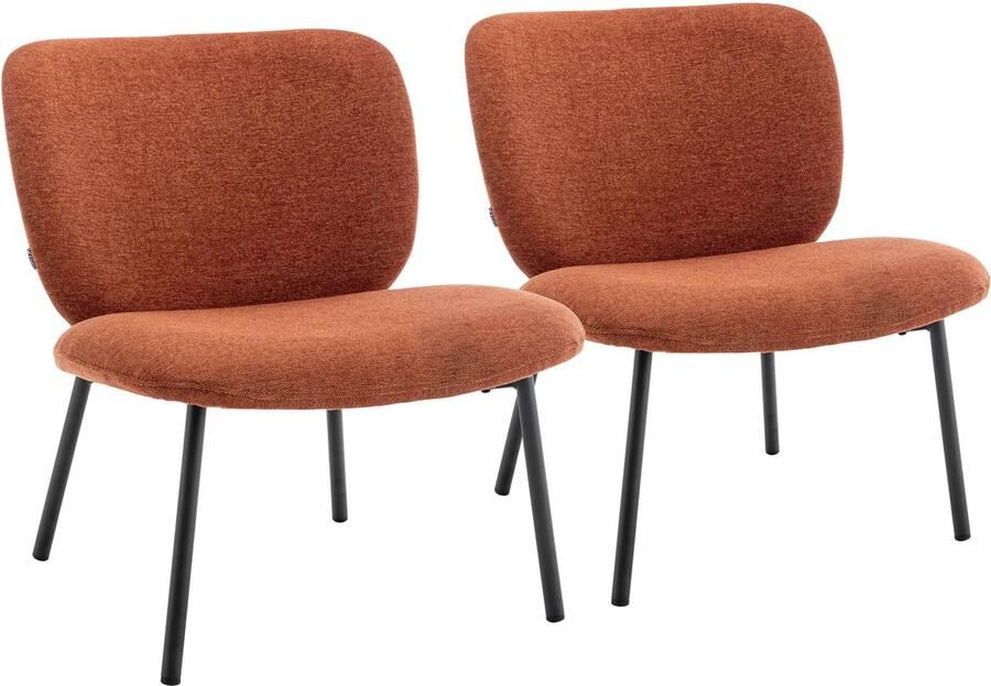 Oviala Set van 2 relaxfauteuils in staal en terracotta stof