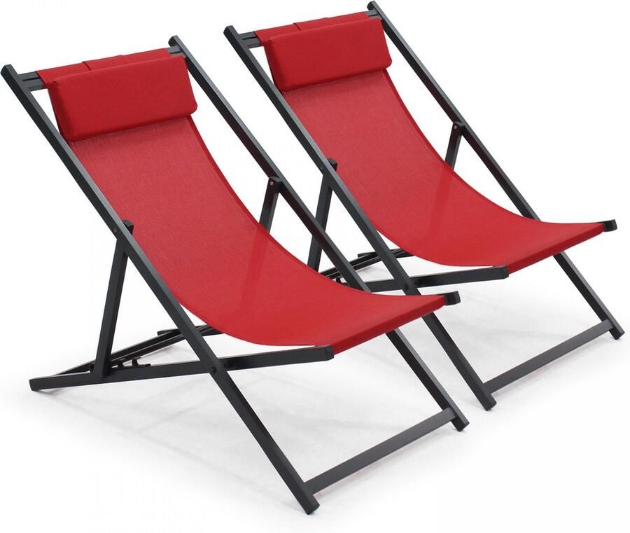 Oviala Set van 2 rode ligstoelen