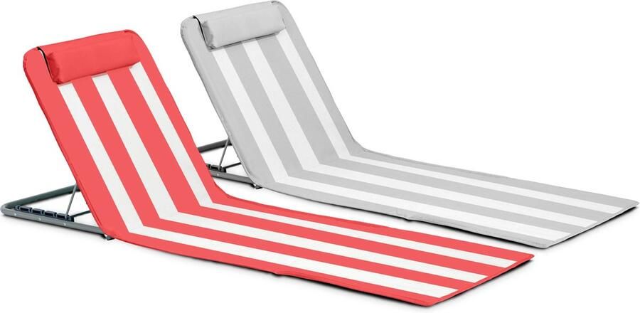 Oviala Set van 2 roze en blauwe textilène strandstoelen