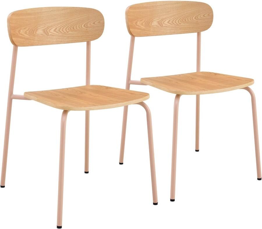 Oviala Set van 2 roze houten stoelen Lila