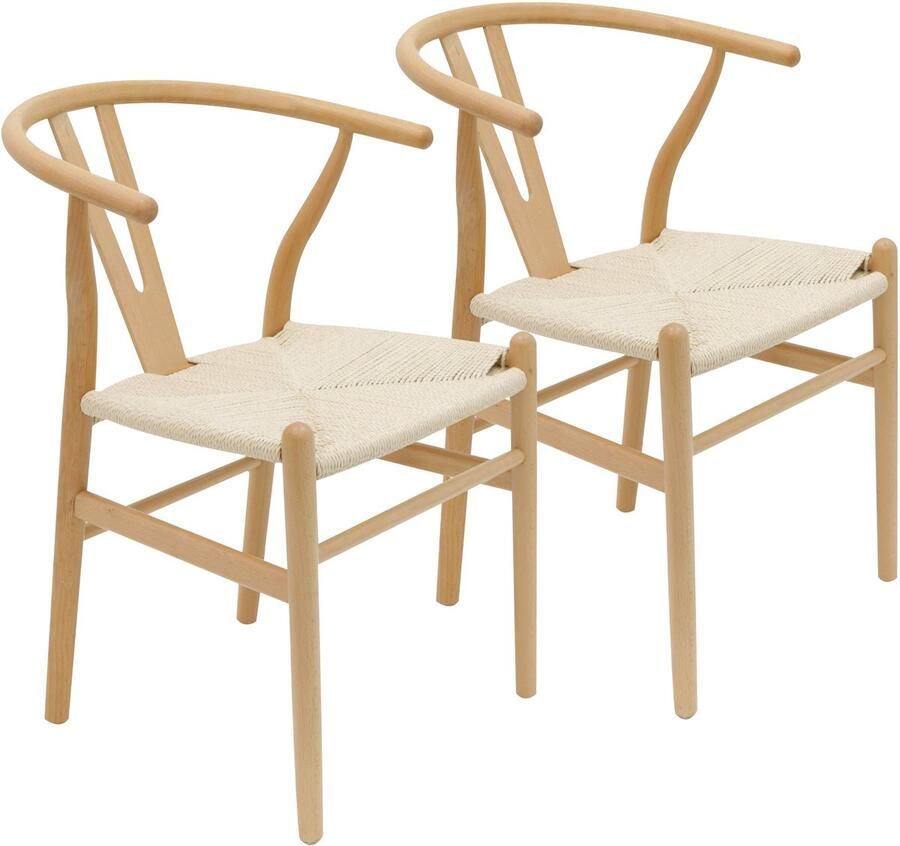 Oviala Set van 2 Scandinavische stoelen van massief hout Aldo