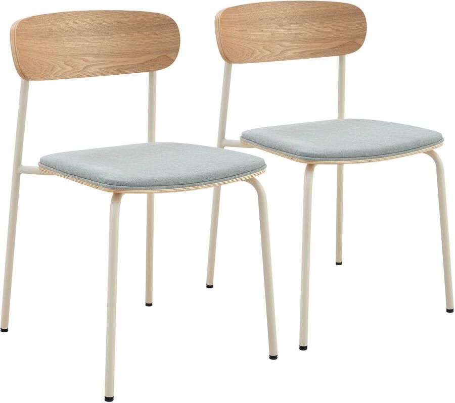 Oviala Set van 2 stapelbare stoelen van lichtblauw hout Lexy