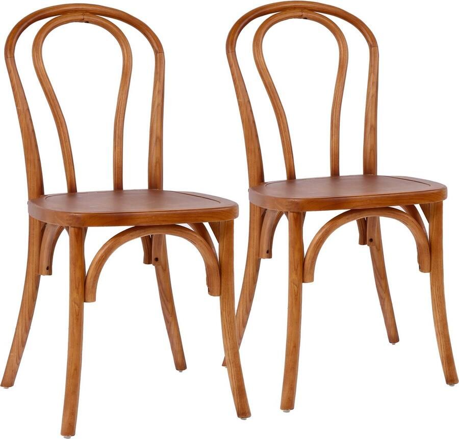 Oviala Set van 2 stoelen in bistrostijl in donker iepenhout