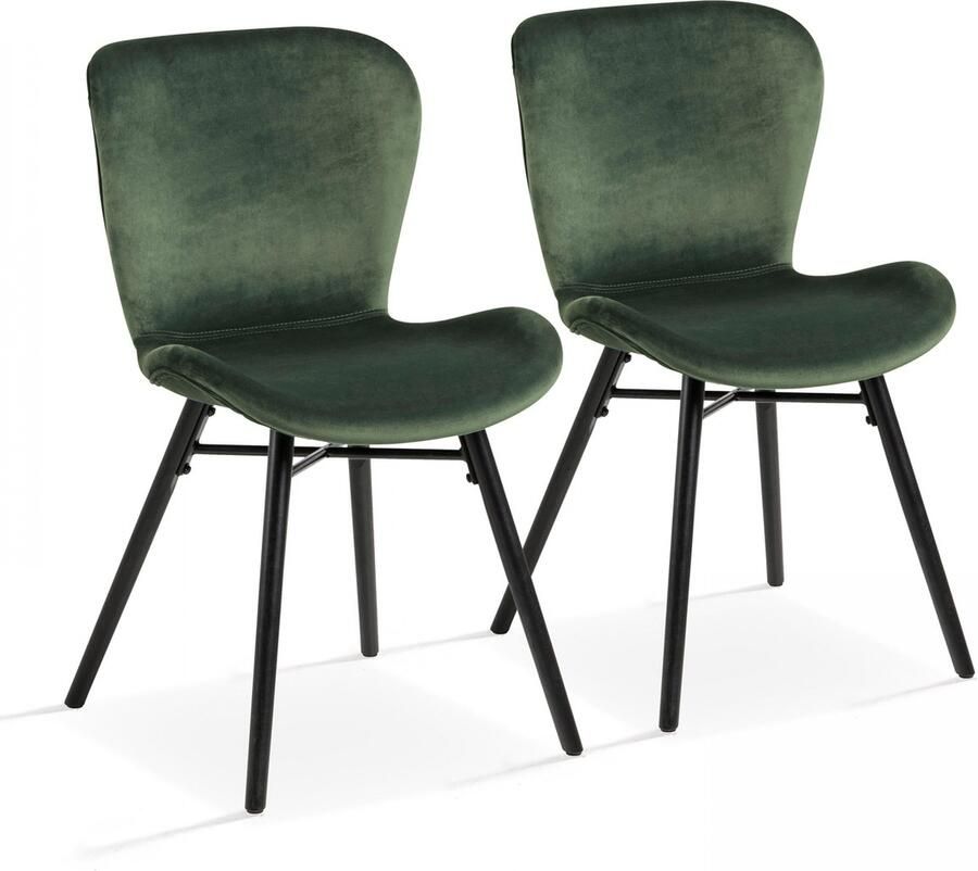 Oviala Set van 2 stoelen in donkergroen fluweel