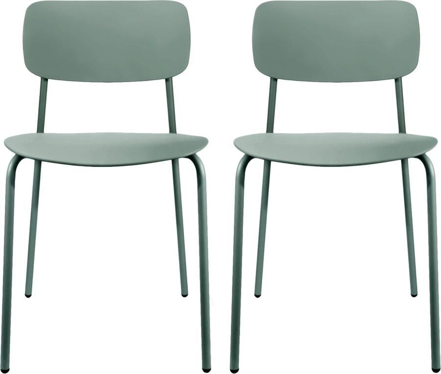 Oviala Set van 2 stoelen in grijsgroen staal en kunststof