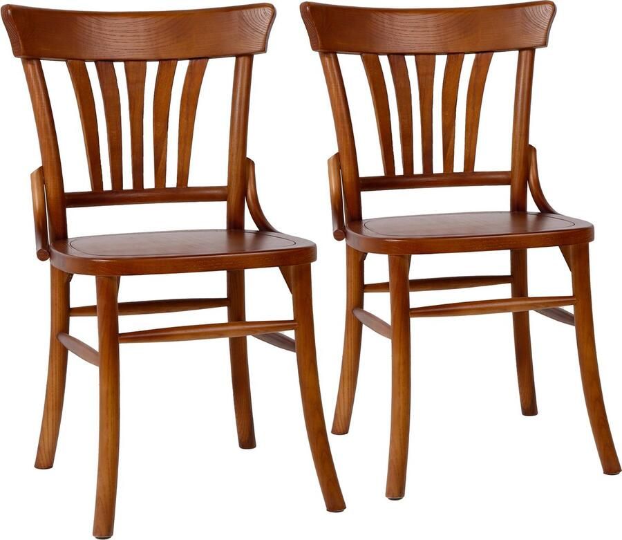 Oviala Set van 2 stoelen in Scandinavische stijl in donker iepenhout Etel