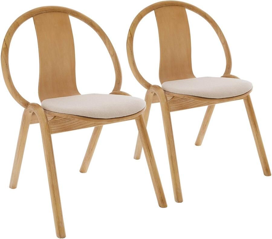 Oviala Set van 2 stoelen in Scandinavische stijl in iepenhout Elly