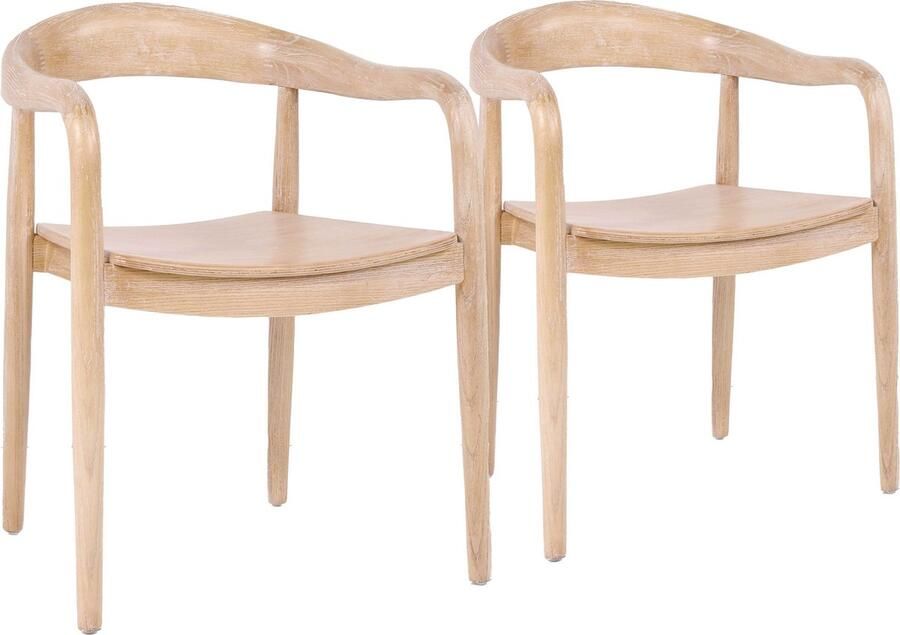 Oviala Set van 2 stoelen in Scandinavische stijl in natuurlijk iepenhout