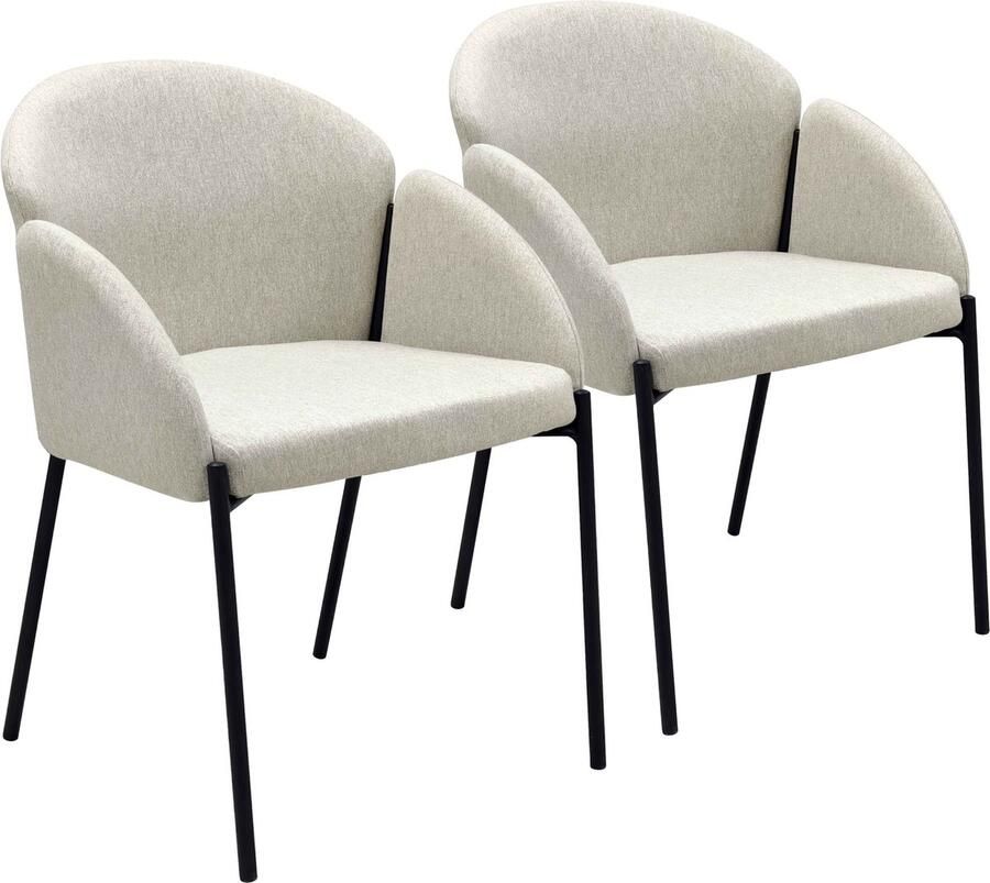 Oviala Set van 2 stoelen in staal en beige stof Ava