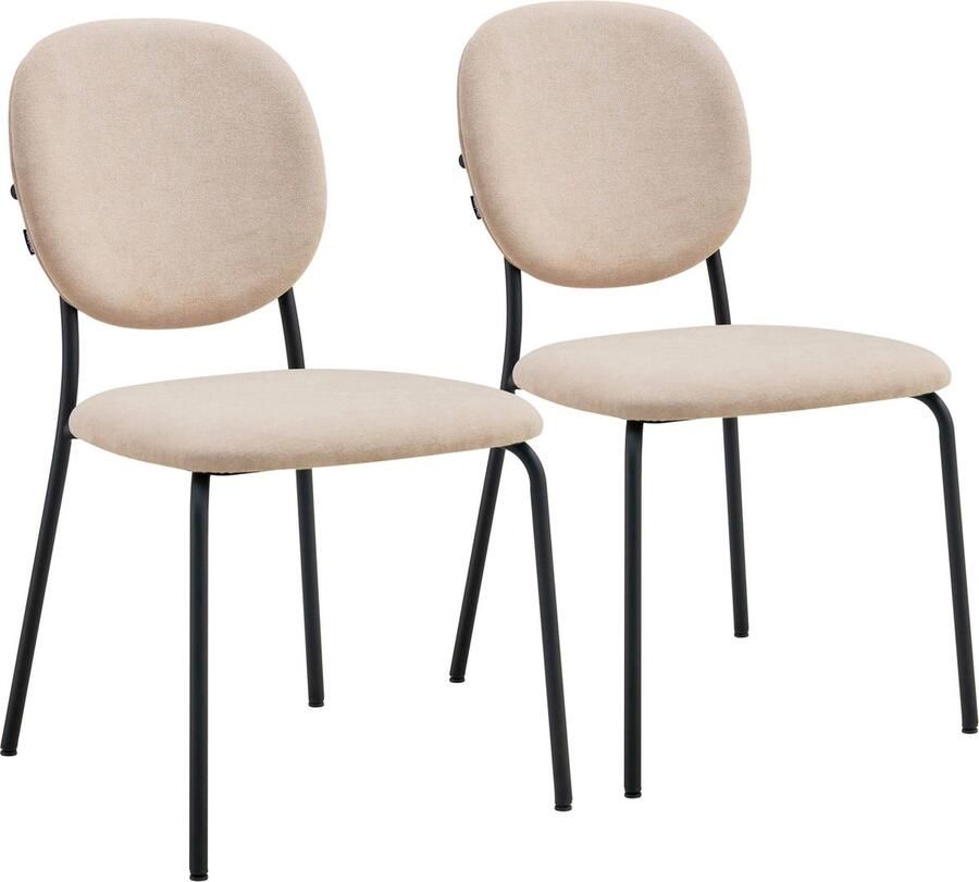 Oviala Set van 2 stoelen in staal en beige stof Lya
