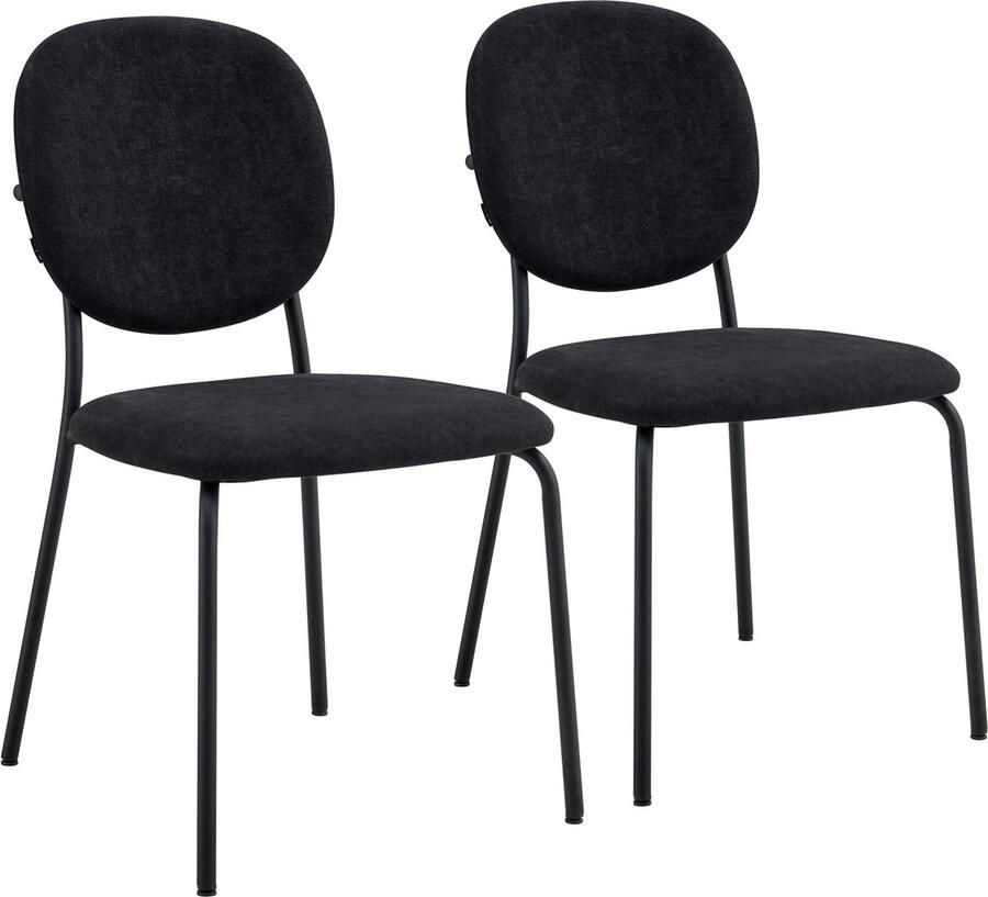 Oviala Set van 2 stoelen in staal en zwarte stof Lya