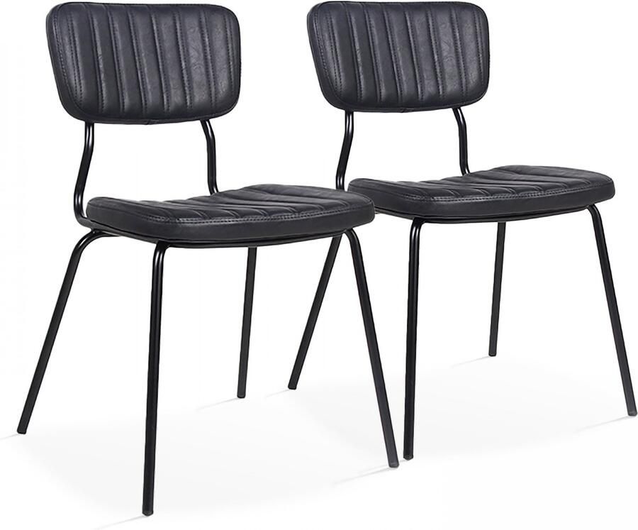 Oviala Set van 2 stoelen in zwart gecoat textiel