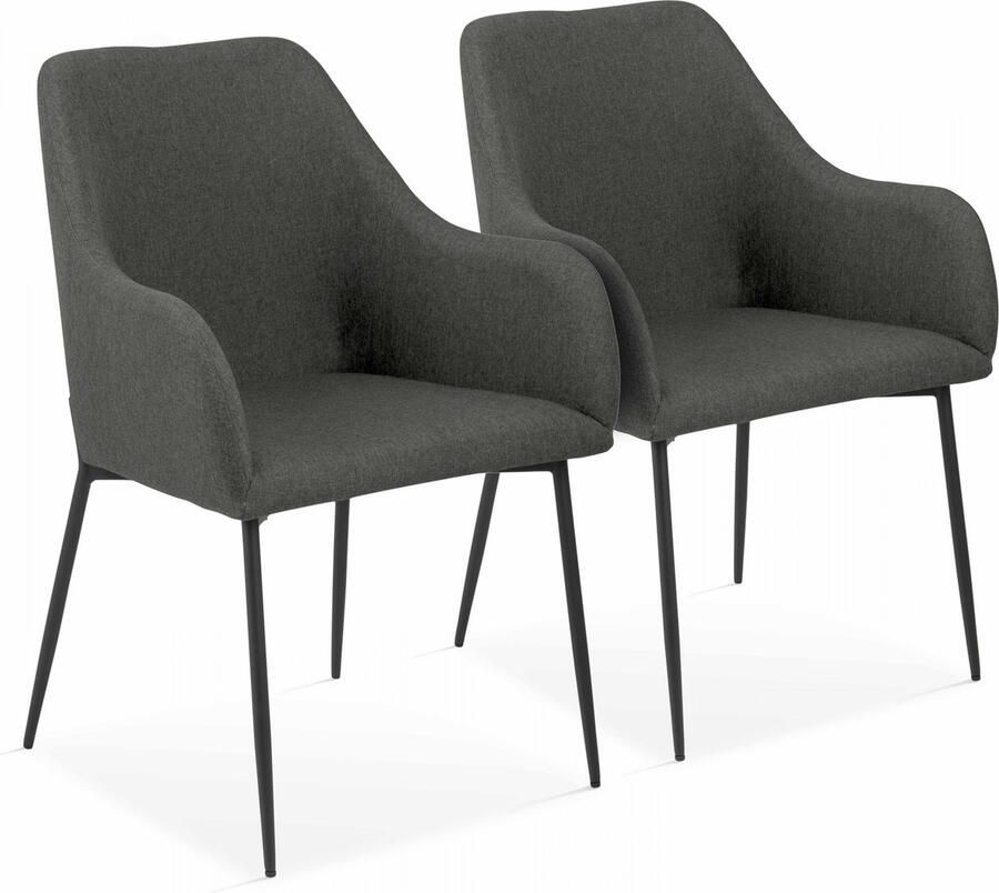 Oviala Set van 2 stoelen met armleuningen in grijze stof