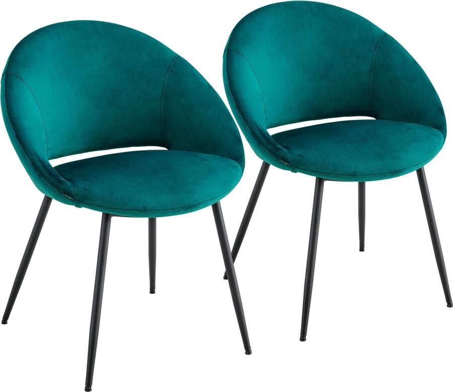 Oviala Set van 2 stoelen van staal en blauw fluweel Lucie