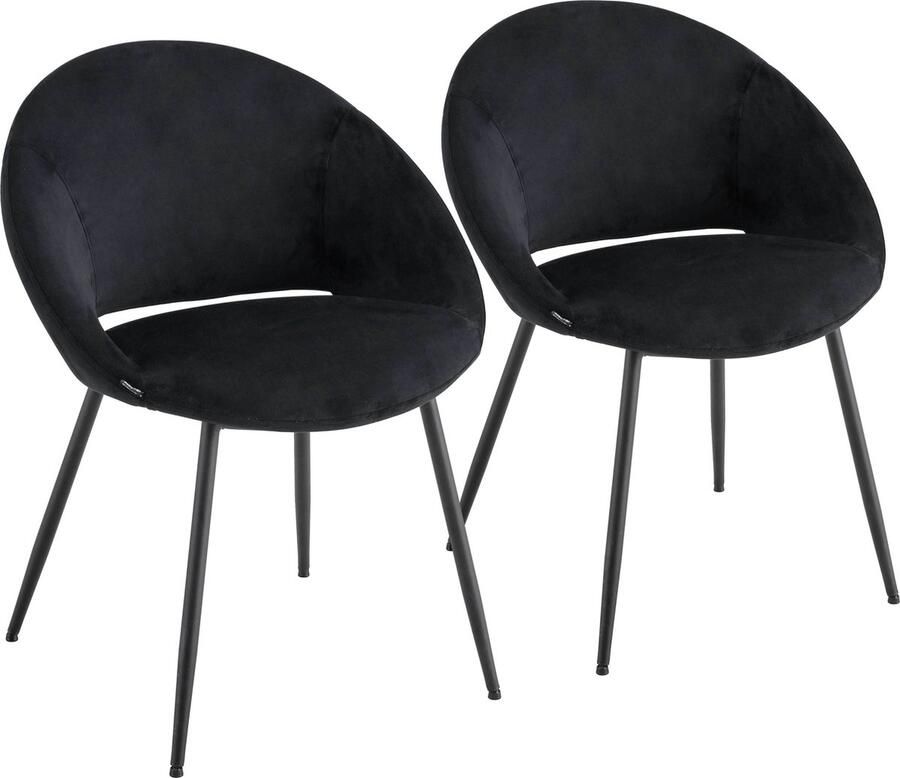 Oviala Set van 2 stoelen van staal en zwart fluweel Lucie