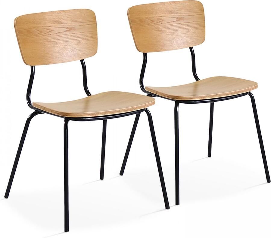 Oviala Set van 2 vintage houten stoelen Skola