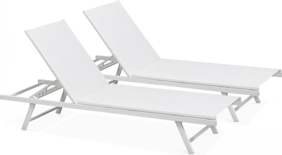 Oviala Set van 2 witte stalen ligstoelen Tahiti