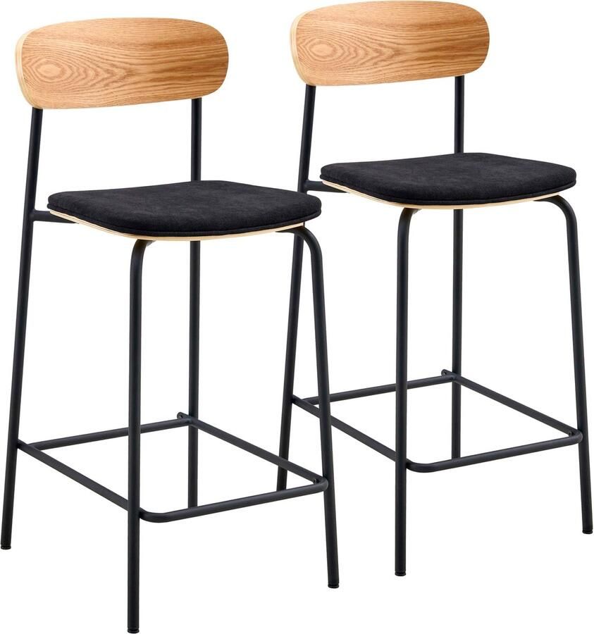 Oviala Set van 2 zwarte houten kinderstoelen Lexy