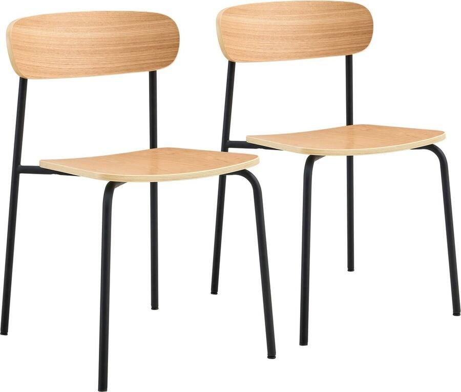 Oviala Set van 2 zwarte houten stoelen Lila
