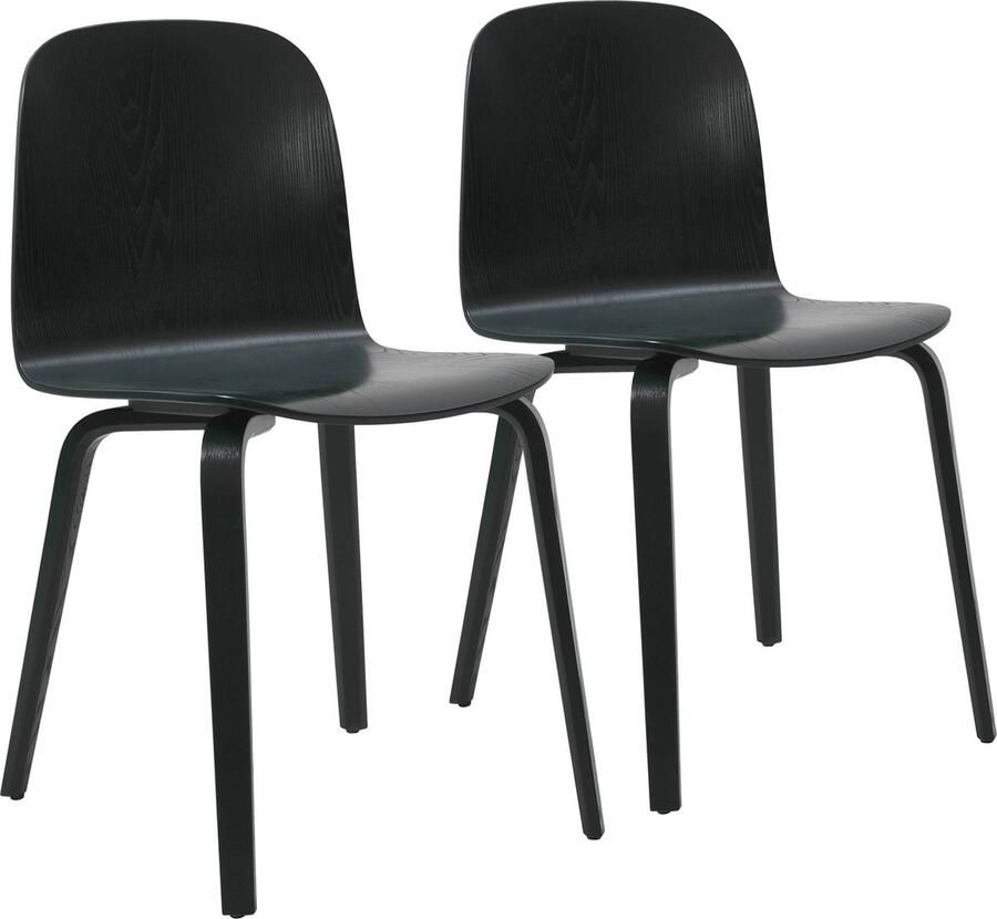 Oviala Set van 2 zwarte multiplex stoelen