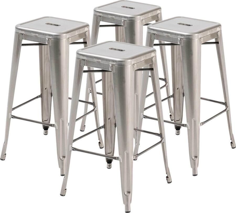 Oviala Set van 4 barkrukken van mat grijs staal Indus