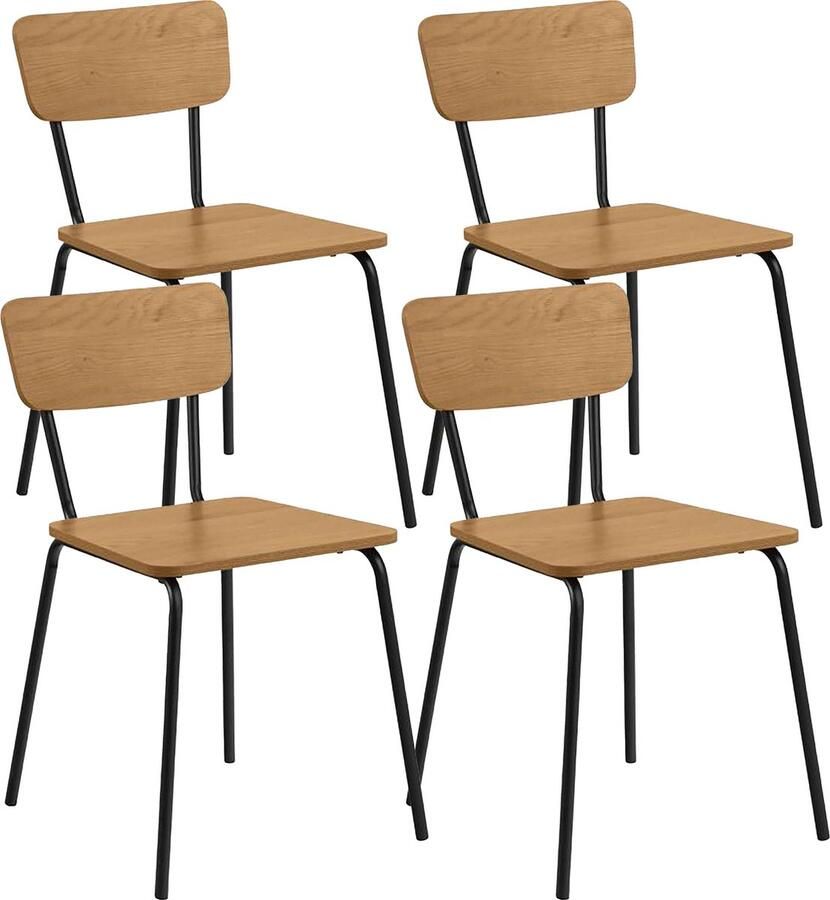 Oviala Set van 4 eikenhouten stoelen