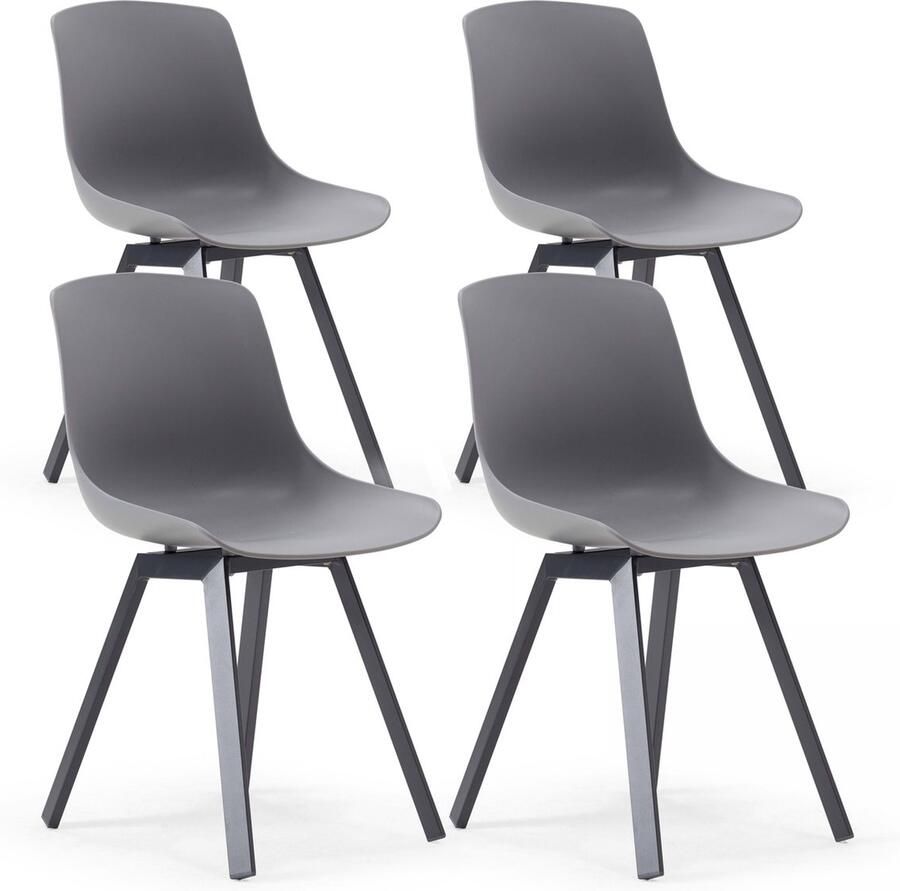Oviala Set van 4 grijze Scandinavische stoelen Samoa