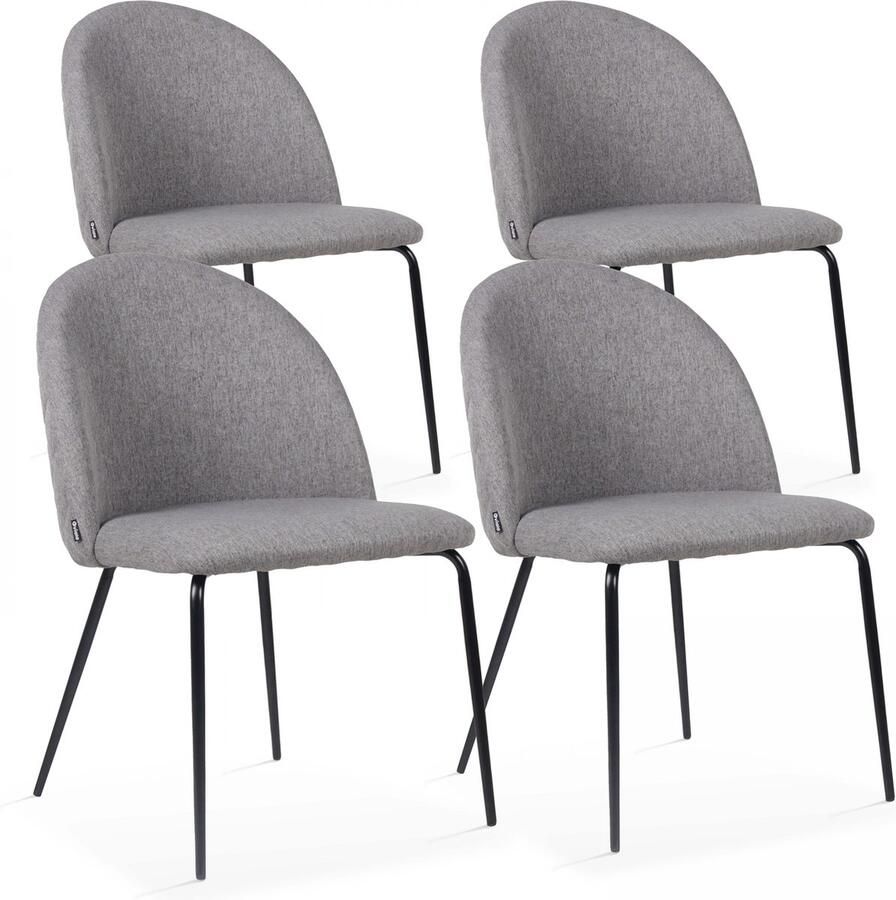 Oviala Set van 4 stoelen in antraciet stof Chester