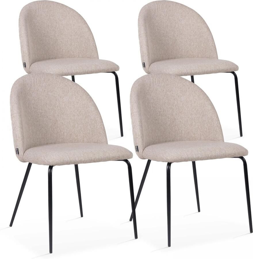 Oviala Set van 4 stoelen in beige stof Chester